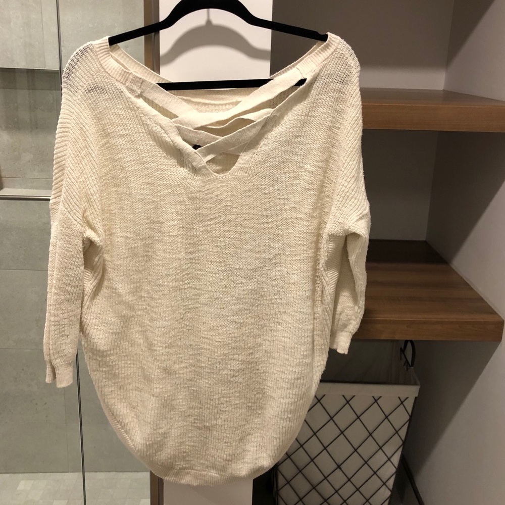 Express XS petite cream oversized sweater